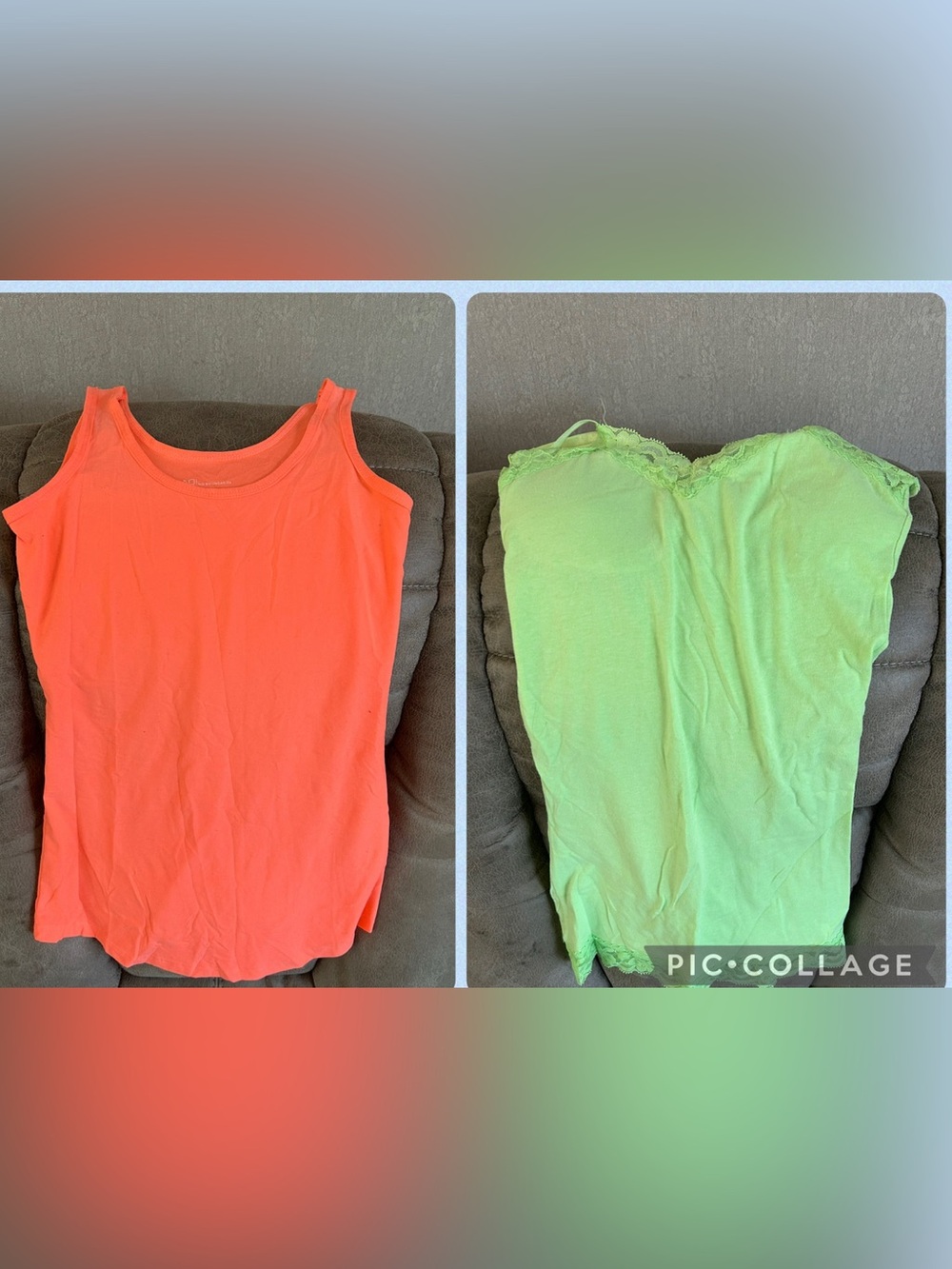 2 No Boundaries Neon Orange & Lime Green Tank Tops $12 for both OBO
